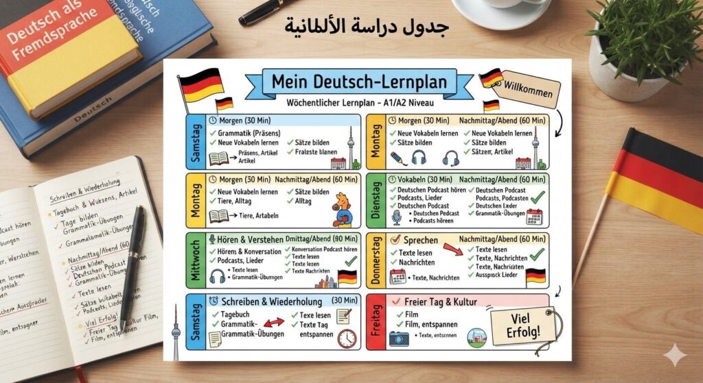 جدول-لتعلم-اللغة-الألمانية